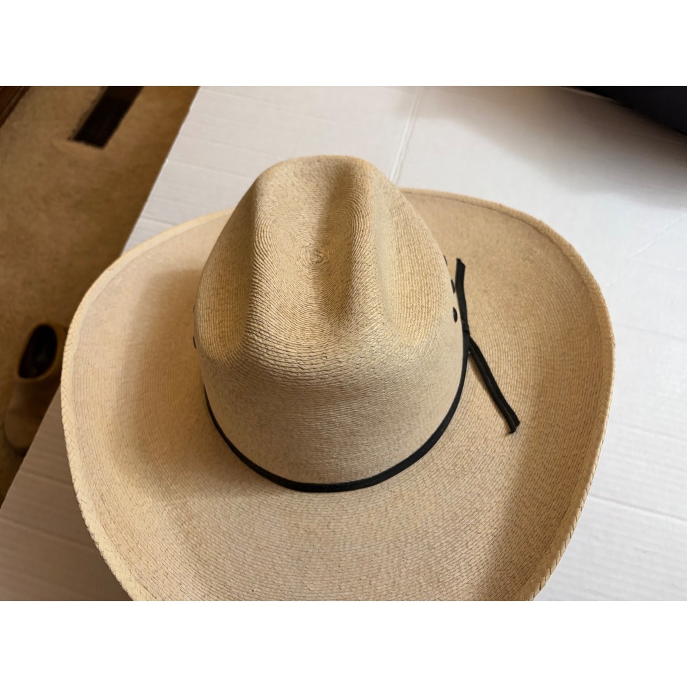 Atwood 5X Shantung Straw Cowboy Hat Tan Long Oval 7 5/8 Cattleman Crease - Picture 5 of 9